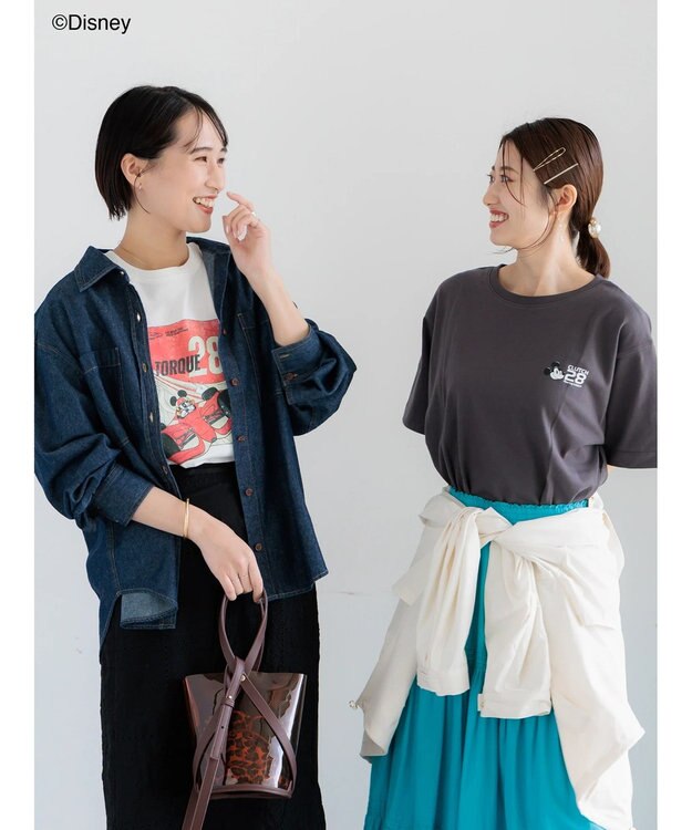 Te chichi 【Disney】MICKEY/ロゴプリントTシャツ チャコールグレー