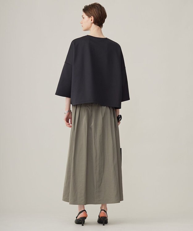 ICB 【洗える】 エステルメモリータフタ ロングスカート スレートカーキ系