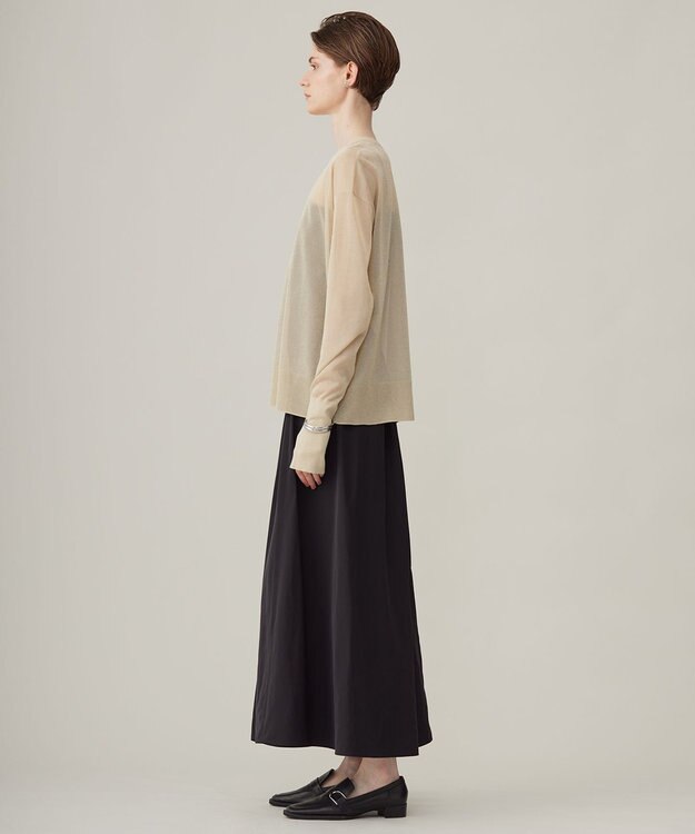 ICB 【洗える】 エステルメモリータフタ ロングスカート ブラック系