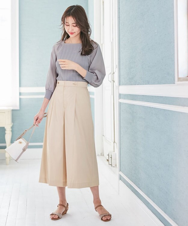 ANY SIS 【美人百花7月号掲載】エアリー ワイドクロップド パンツ ベージュ系