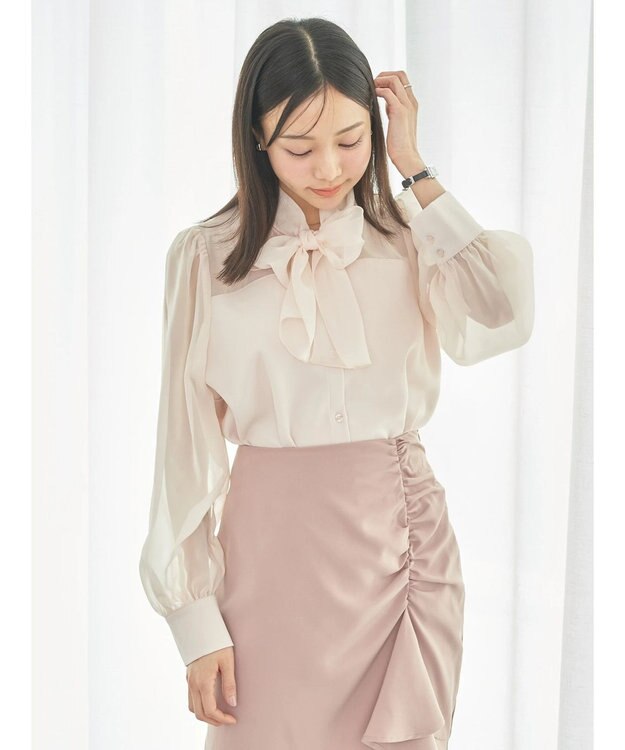 earth music&ecology シアードッキングブラウス Orange