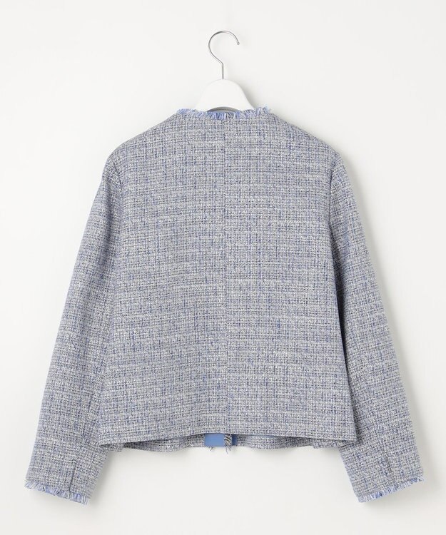 自由区 【セットアップ対応・洗える】ライトミックスツイード ジャケット ライトブルー