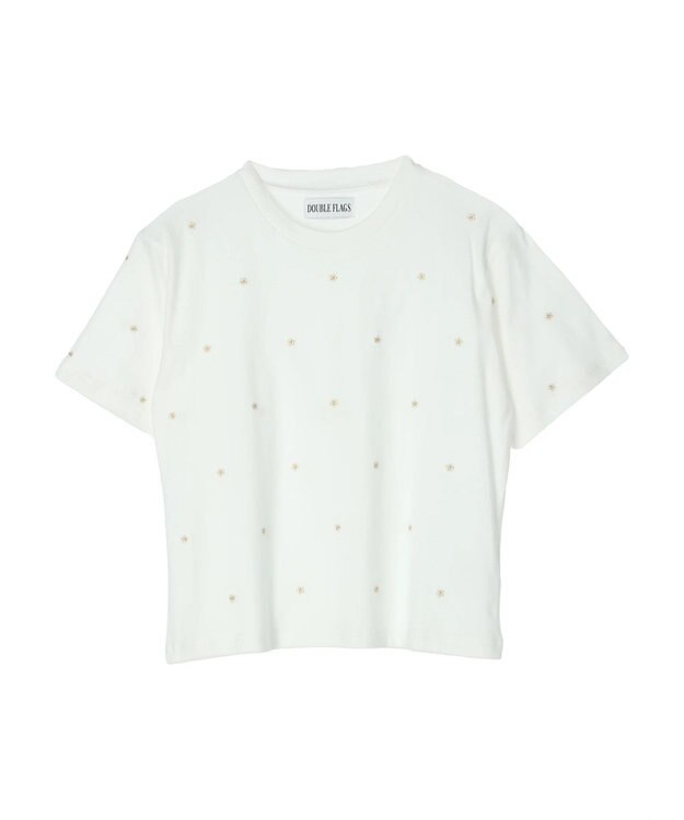 Green Parks ・Ｄｏｕｂｌｅ　Ｆｌａｇｓ　フラワー刺繍Ｔシャツ Off White