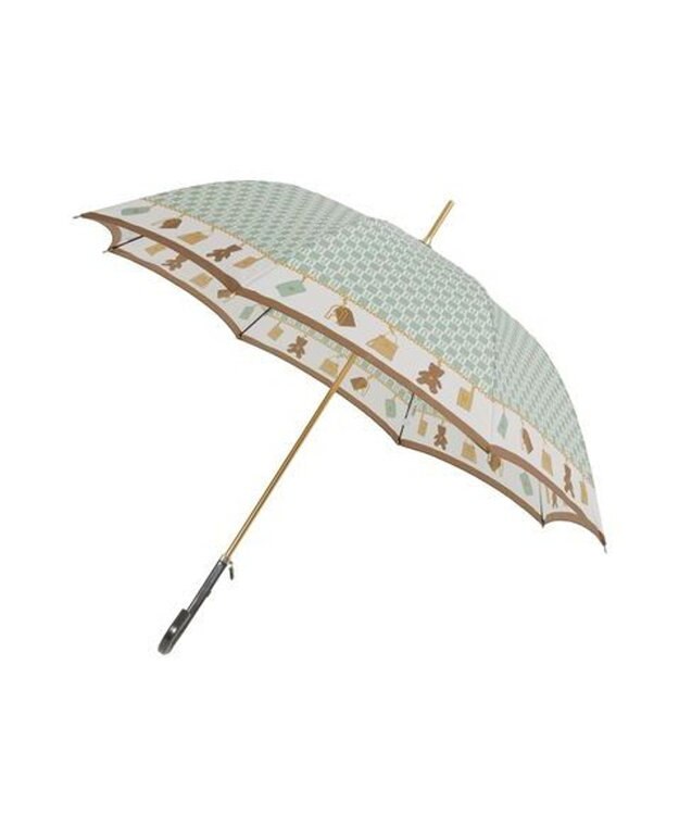 MOONBAT FURLA 長傘 チャーム＆ロゴプリント UV 耐風 日本製 ミントグリーン