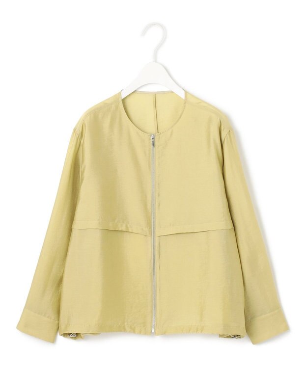 ICB 【接触冷感・速乾・洗える】 リヨセルナイロンワッシャー ノーカラーブルゾン クリームカーキ系