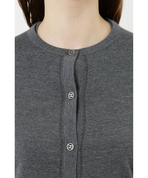 DAKS クルーネックウールニットカーディガン グレー