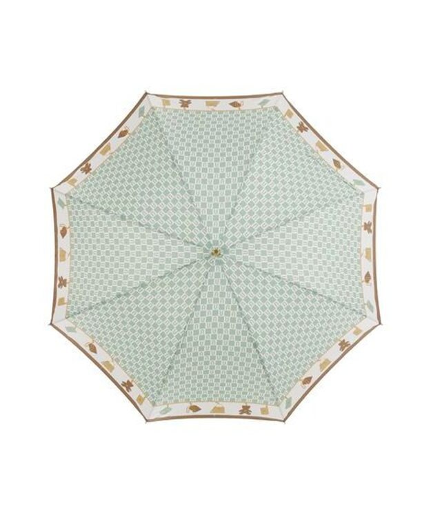 MOONBAT FURLA 長傘 チャーム＆ロゴプリント UV 耐風 日本製 ミントグリーン