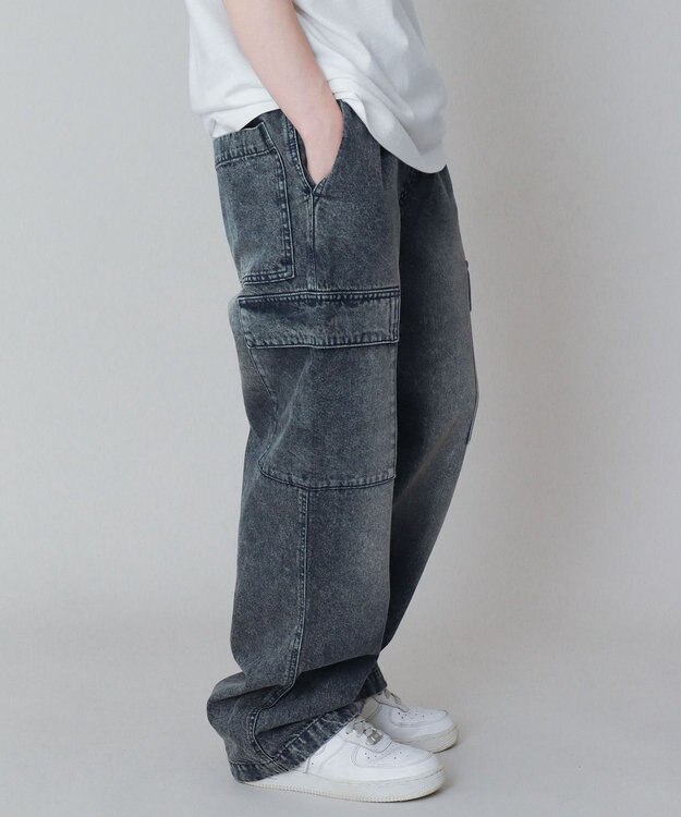 WEGO 【KIDS】デニムイージーカーゴパンツ（JUNIOR） デニム中濃加工色