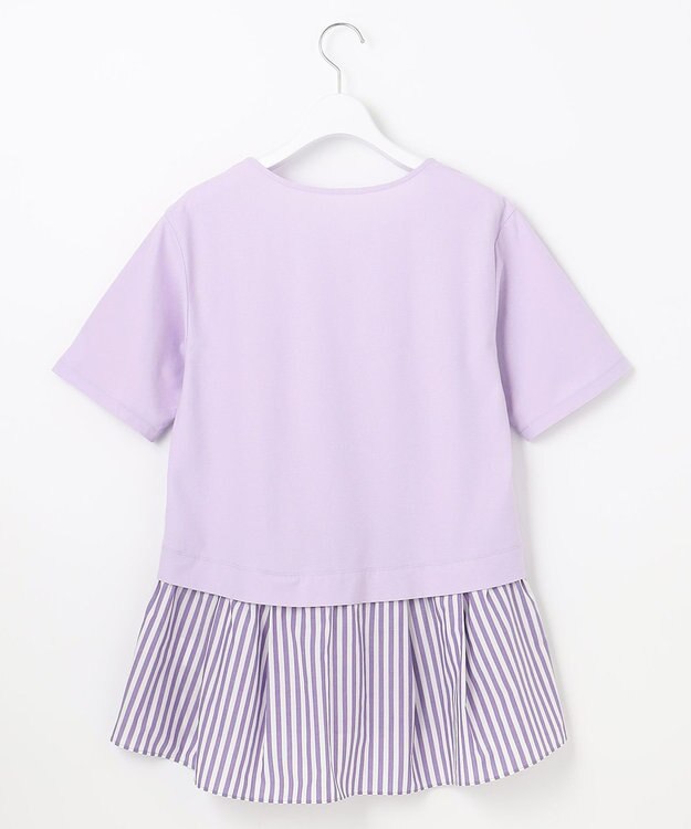 自由区 【洗える】コンビネーションシャーティング ペプラムデザイン カットソー ライラック系1