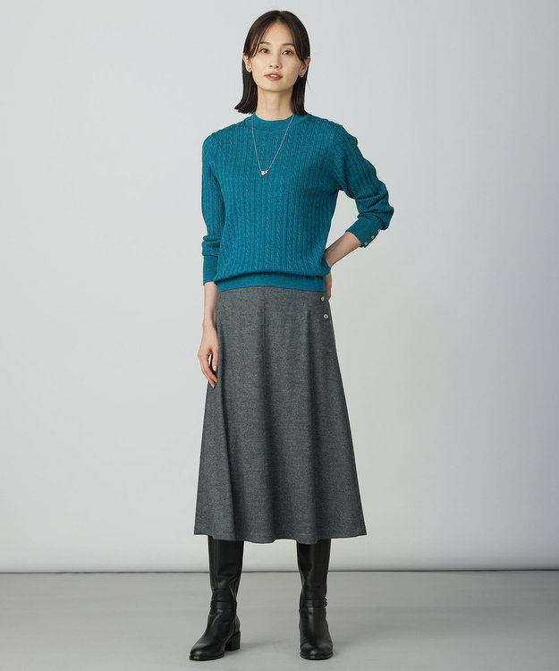 J.PRESS LADIES KNIT BASIC クルーネック ニット エメラルド系