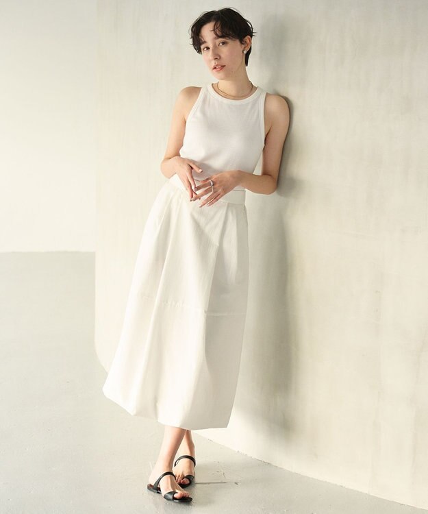 #Newans 【撥水】ソフトボリュームバルーンスカート ホワイト
