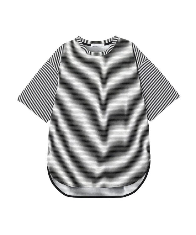 AMERICAN HOLIC 裾ラウンドＴシャツ Border Black