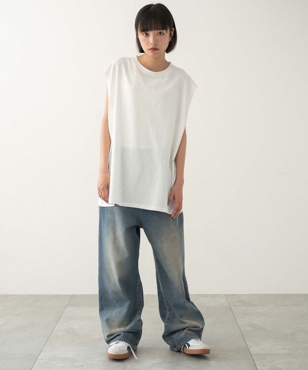 WEGO 【ユニセックス着用ITEM/MLサイズ展開/綿100%】スリーブレスコットンT ホワイト