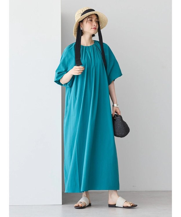 AMERICAN HOLIC 接触冷感バルーンスリーブワンピース Blue Green