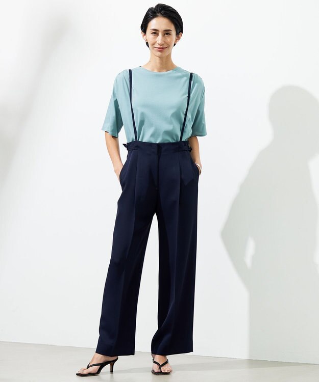 ICB 【接触冷感・UVケア・洗える】 ハイツイストスムース デザインカットソー カデットブルー系