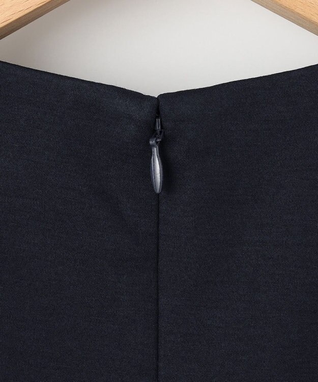 組曲 シャツスリーブポンチ ワンピース ネイビー×オフ系