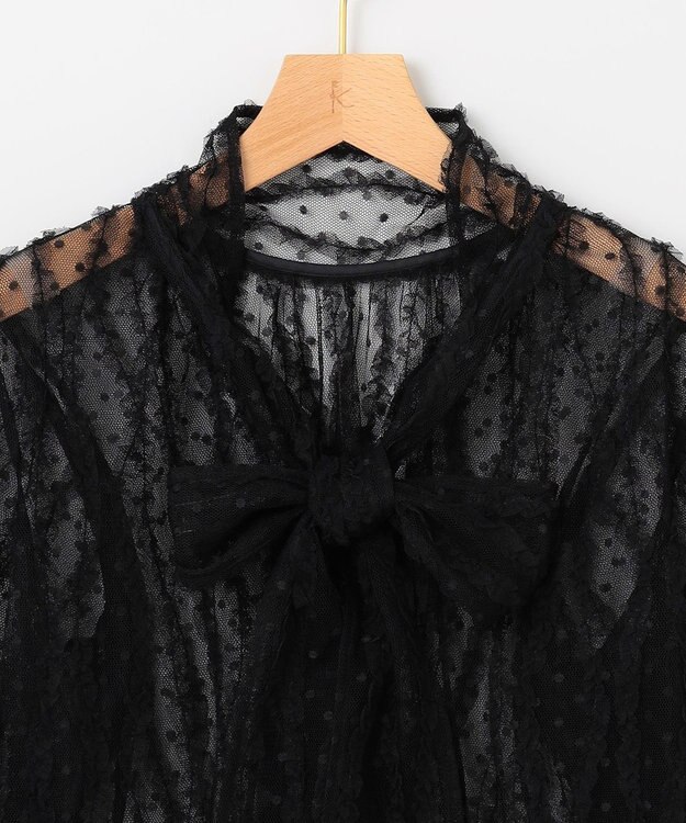 組曲 【前後着用可】チュールフリル ブラウス ブラック系