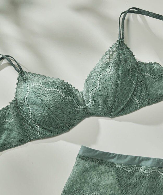 une nana cool 【リニューアル】364ブラ レース ノンワイヤーブラ オリーブ