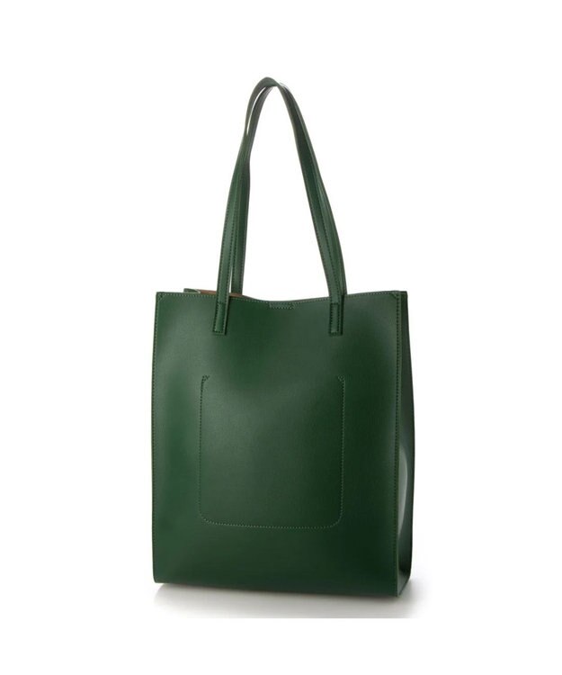 UNBILLION cachecache WEB限定シンセティックレザーフロントポケットトート グリーン