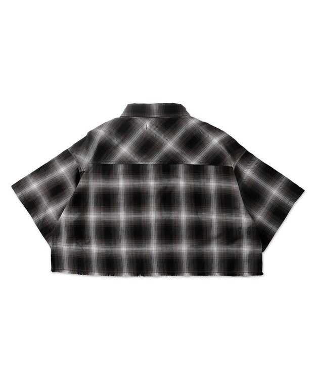 WEGO 【手洗い可/綿100％】オンブレチェックショートシャツ ブラックチェック1