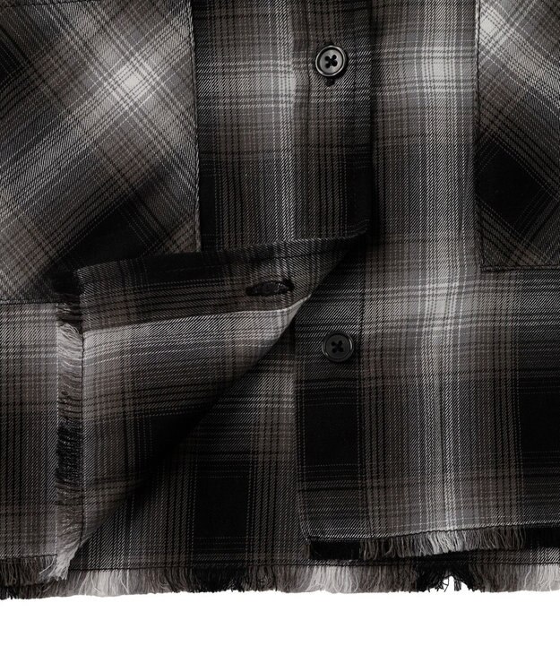 WEGO 【手洗い可/綿100％】オンブレチェックショートシャツ ブラックチェック1