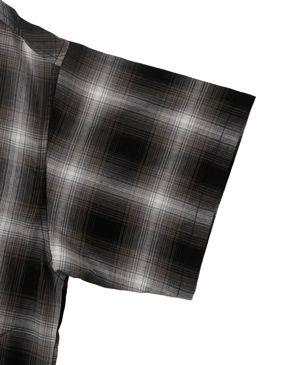 WEGO 【手洗い可/綿100％】オンブレチェックショートシャツ ブラックチェック1