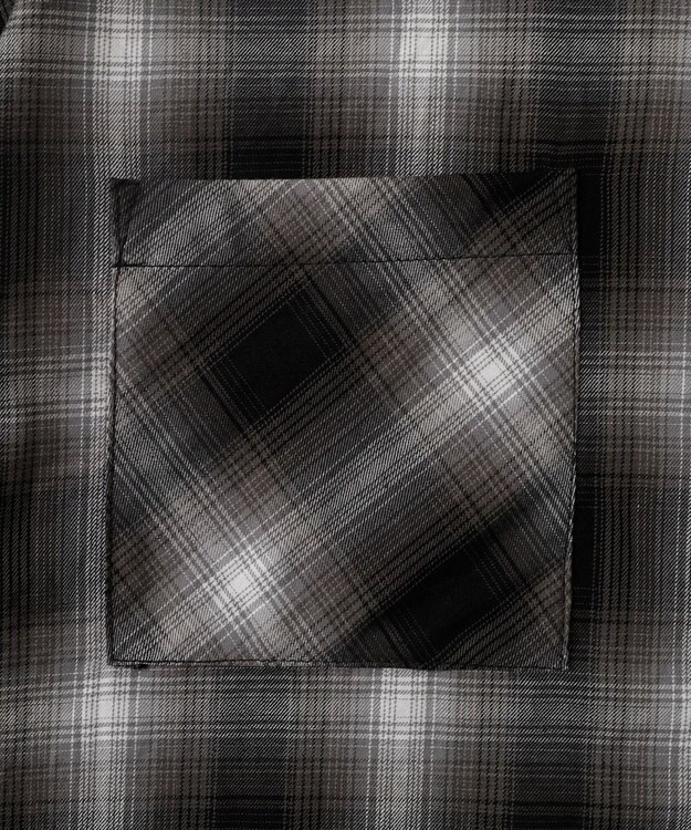 WEGO 【手洗い可/綿100％】オンブレチェックショートシャツ ブラックチェック1