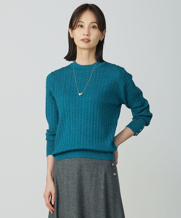 J.PRESS LADIES KNIT BASIC クルーネック ニット エメラルド系