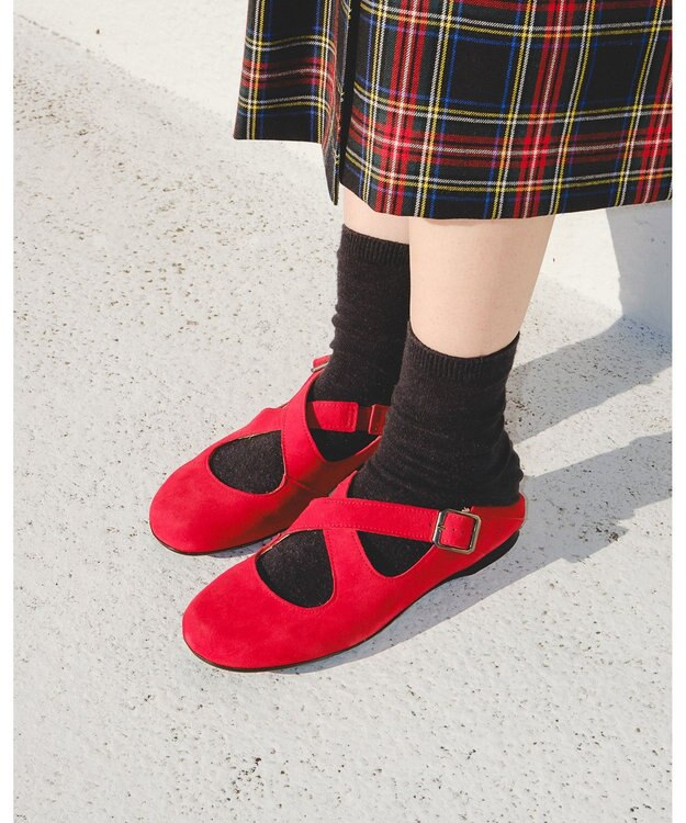 BONTRE 【BONTRE/ボントレ】スエードクロスバブーシュ/50303-VA RED