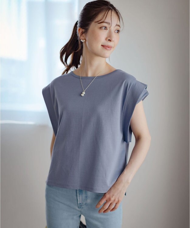 組曲 S ハシゴレースフレンチスリーブ カットソー チャコールグレー系