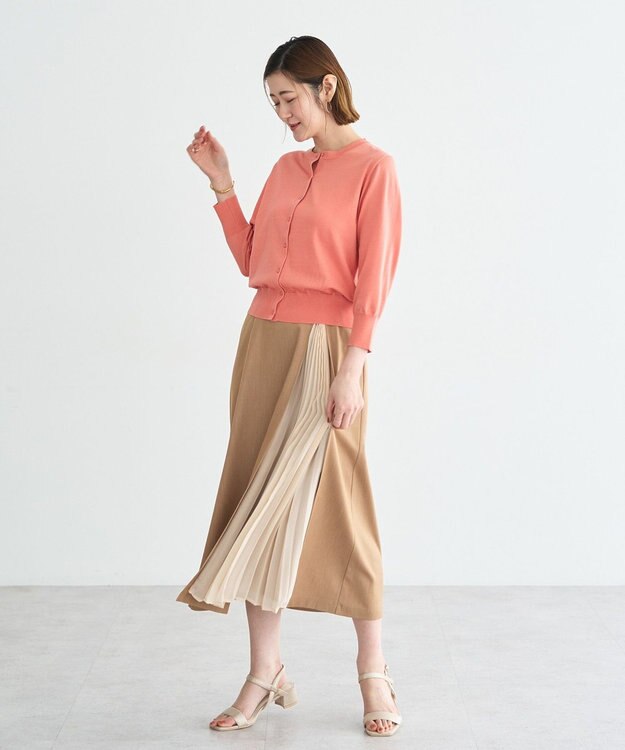 YECCA VECCA プリーツMIXフレアスカート Beige