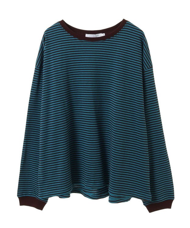 AMERICAN HOLIC ドロップショルダーカットプルオーバー Border Blue