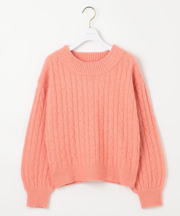 ANY SIS 【洗える】ケーブルAir ニット オレンジ
