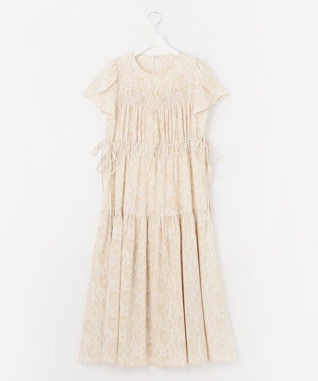 Feroux 【洗える】フラワープリントドロスト ワンピース ライトイエロー系3