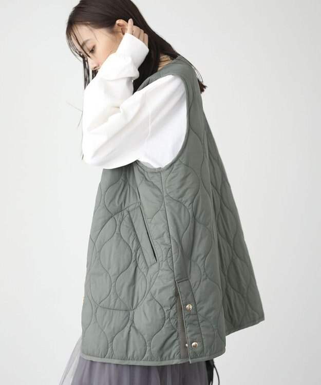 Green Parks キルティングＺＩＰベスト Khaki