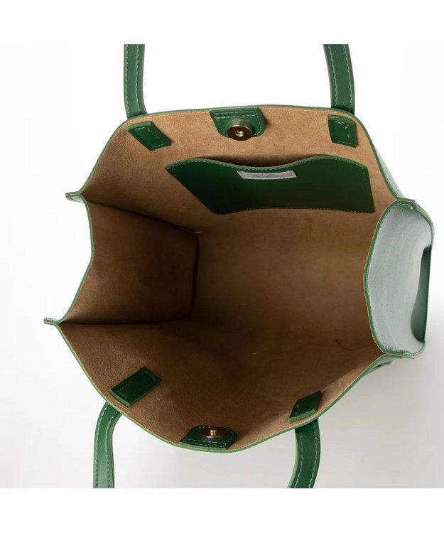 UNBILLION cachecache WEB限定シンセティックレザーフロントポケットトート グリーン