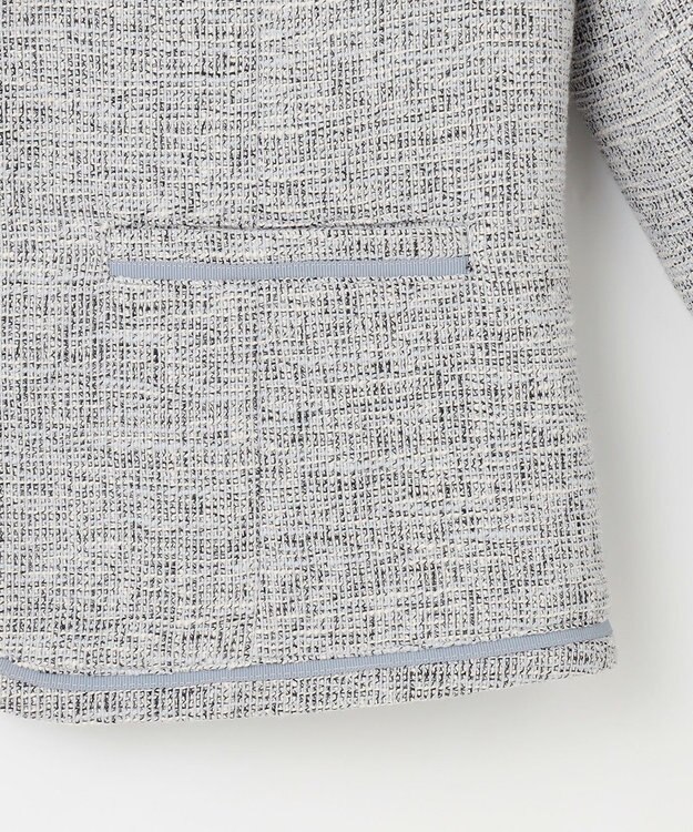 ANY SIS L 【洗える】ライトストレッチ ツイード ジャケット グレーシャンブレー