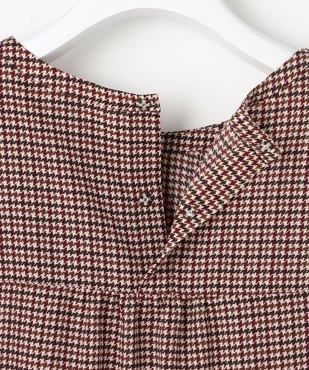 J.PRESS LADIES デシンハウンドトゥースプリント ブラウス ブラウン系