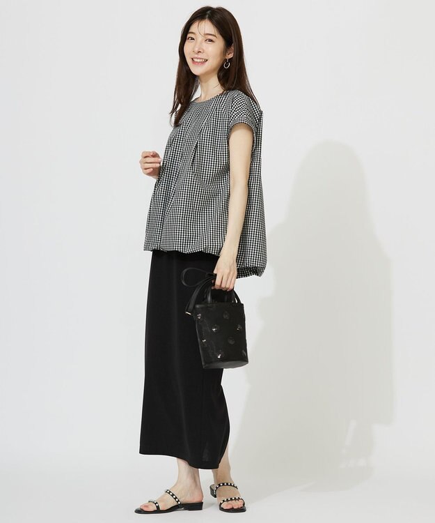 ANY SIS S 【洗える】バルーン ブラウス ブラックチェック