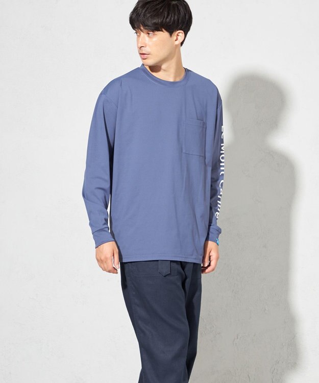 SHARE PARK MENS 【UNISEX】吸水速乾 ショルダーロゴロングスリーブTシャツ（L・XLサイズ） アッシュネイビー