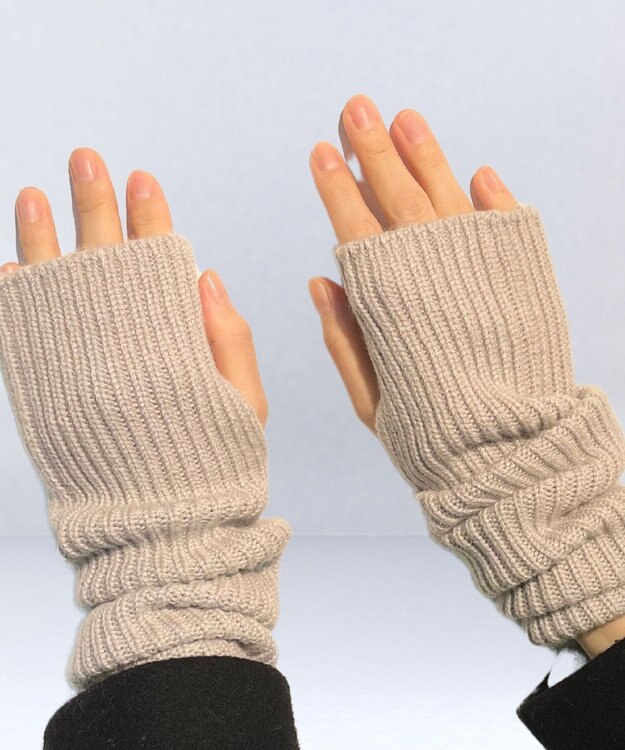 MOONBAT 【カシミヤ100%】リブニットアームウォーマー ベージュ