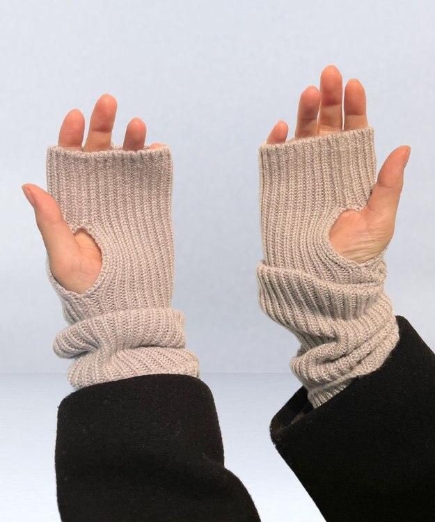 MOONBAT 【カシミヤ100%】リブニットアームウォーマー ベージュ