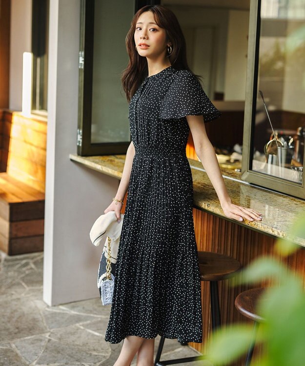 ANY SIS シアーパターン ワンピース ブラックドット