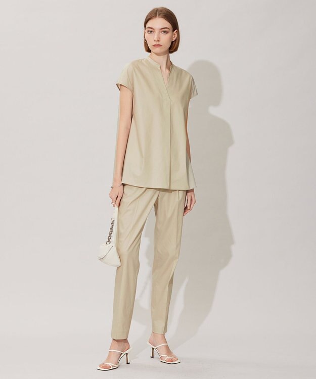 ICB L 【接触冷感・洗える】エステルラミーチンツ プルオーバーブラウス ライトオリーブ系