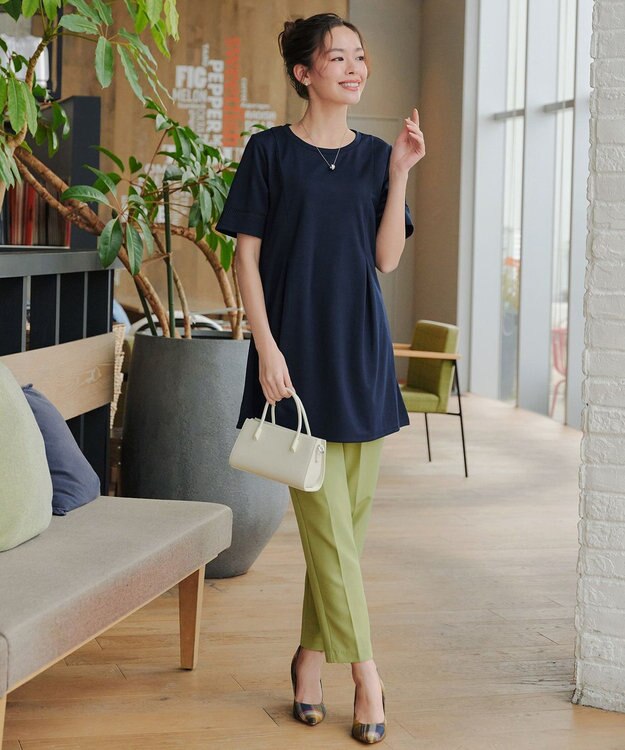 Tiaclasse 【洗える・接触冷感・紫外線ケア・サラごこち】はしごレースチュニック ネイビー