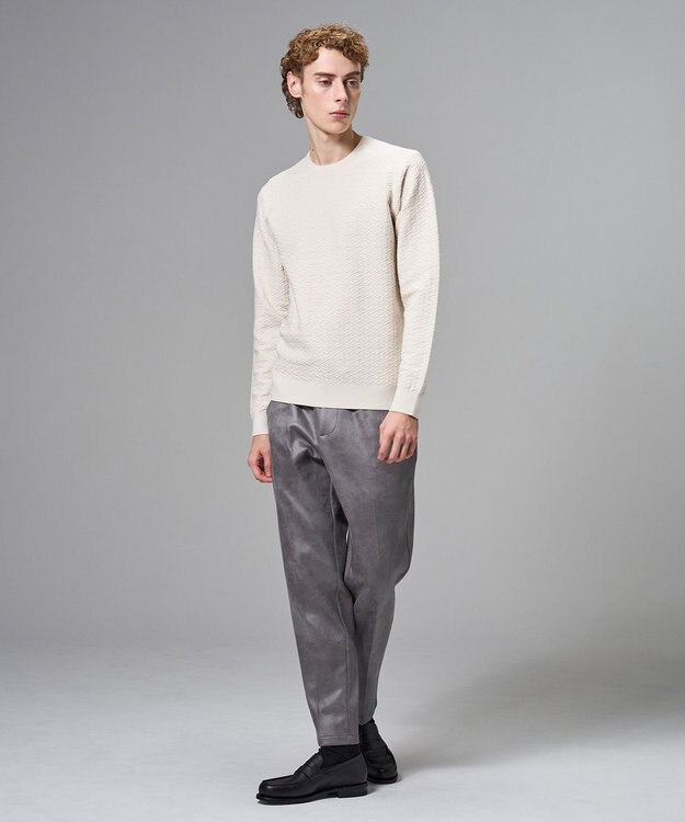 JOSEPH HOMME 新柄【イージーケア】 ヴィスコースリンクス　クルーネックニット アイボリー系