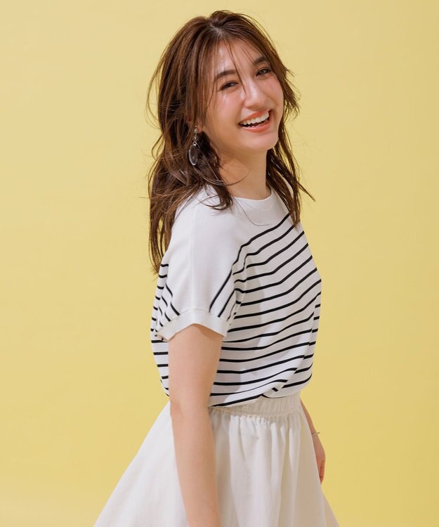 UNFILO L 【接触冷感/UVケア/抗菌防臭】スゴ機能 コンパクトニットT ホワイト×ブラック