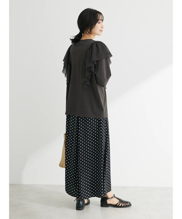 Green Parks ・ＳＵＧＡＲ　ＳＰＯＯＮ　カレッジｐｔラッフルＴシャツ Charcoal Gray