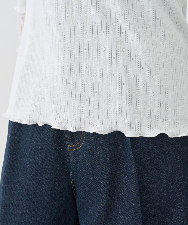 earth music&ecology レース×アイレットプルオ－バー Off White