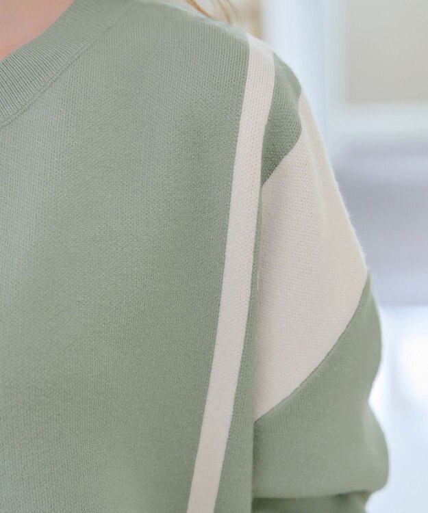 Tiaclasse 【新色追加・洗える】配色ニットチュニック ミント×アイボリー